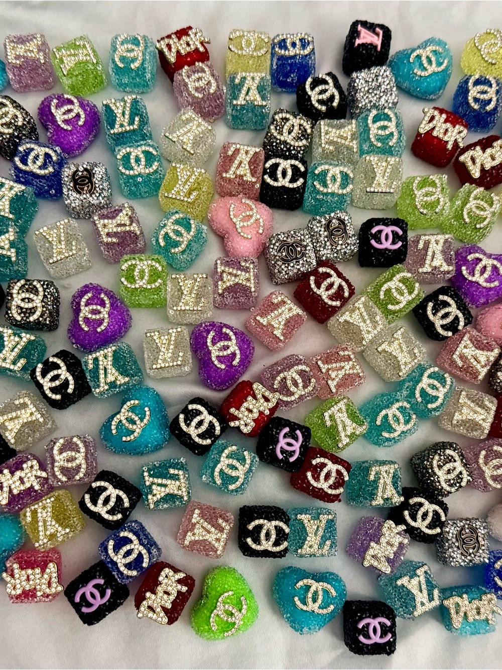 Fashion Multi-Color Crystal Logo Beads - Designer-Inspired Accent